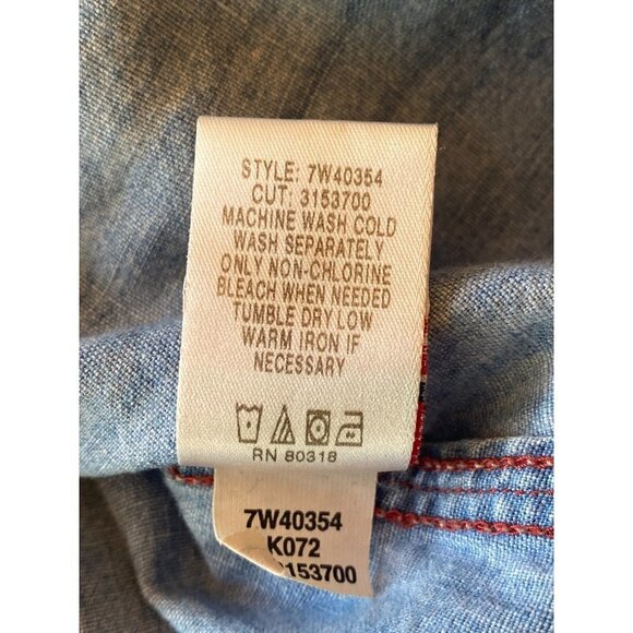 Lucky Brand Blue Chambray Denim Long Sleeve Button Up Shirt Size Medium - Picture 6 of 7